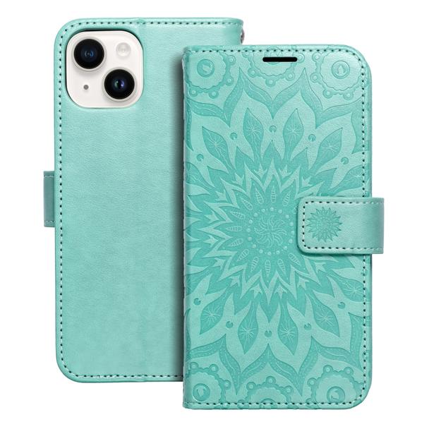 Etui z klapką na iPhone 14 Mezzo Book mandala zielone