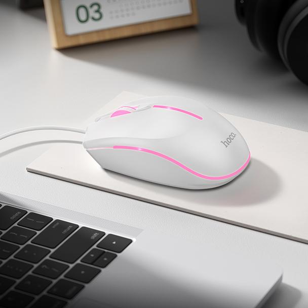 Myszka przewodowa gamingowa Hoco USB A 2400 dpi GM37 biała