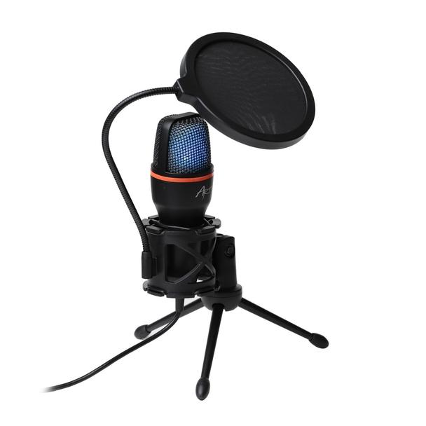 Mikrofon pojemnościowy Art z membraną stojący podświetlany tripod AC-02 czarny
