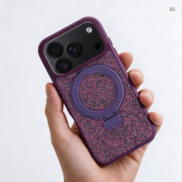 Etui na iPhone 17 Quartz Circle Stand Mag Cover dark cherry
