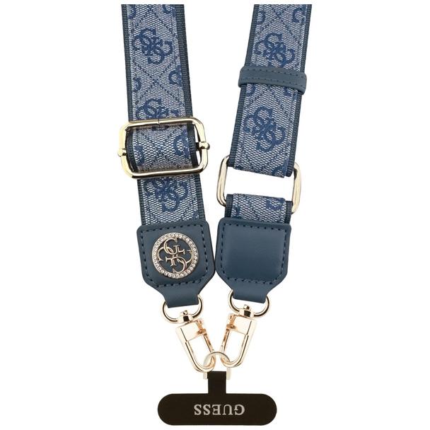 GUESS uniwesalny pasek GUUCNP4DGMB (4G PU Strap Tether Patch Strass Metal Logo) niebieski