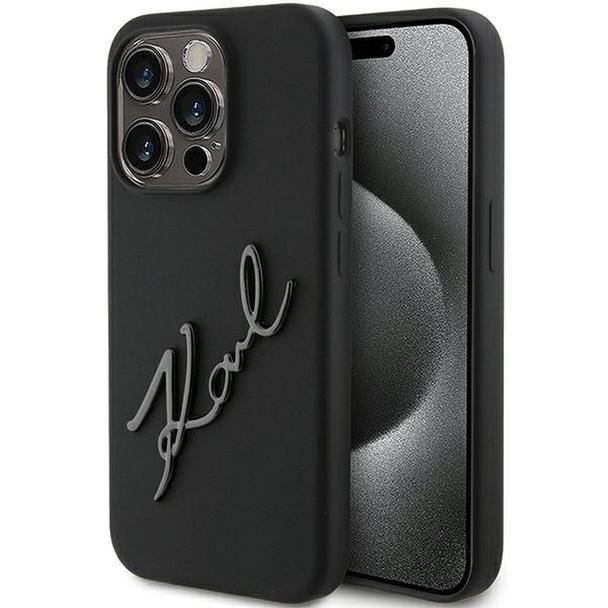 KARL LAGERFELD futerał do IPHONE 15 Pro Max KLHCP15XSKSBMCK (Silicone Karl Script Logo) czarny