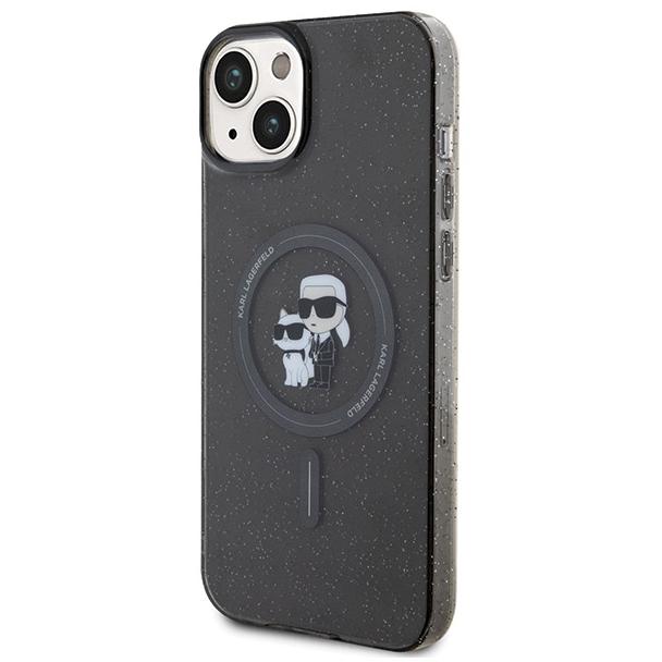 KARL LAGERFELD futerał do IPHONE 15 KLHMP15SHGKCNOK (Glitter + MAG) czarny
