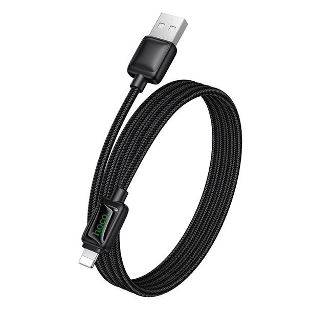 Kabel USB A do Lightning Hoco 2,4A 1,2 m z LCD U146 czarny