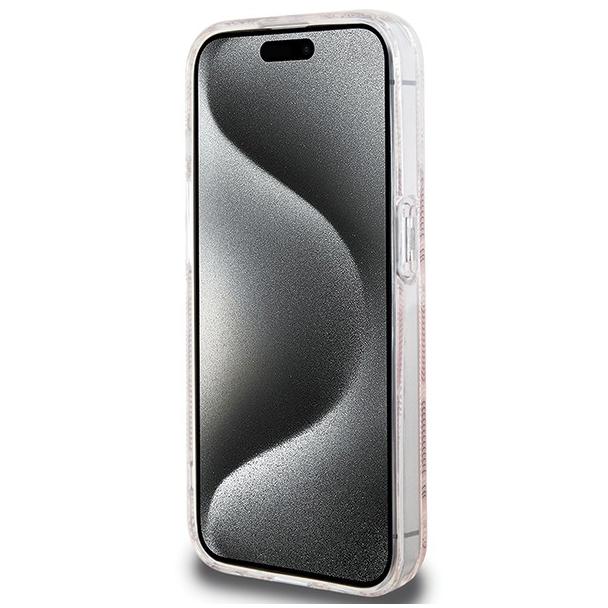GUESS futerał do IPHONE 15 Pro kompatybilny z MagSafe GUHMP15LHGCUSTGP (IML GCUBE) różowy