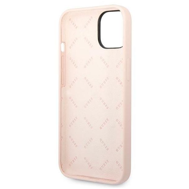 GUESS futerał do IPHONE 13 / 14 / 15 GUHCP14SSLTGP (Silicone Triangle) różowy