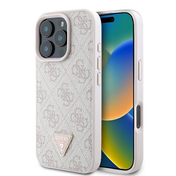 GUESS futerał do IPHONE 16 Pro Max GUHCP16XP4TDPP (PU Leather 4G Triangle Strass) różowy