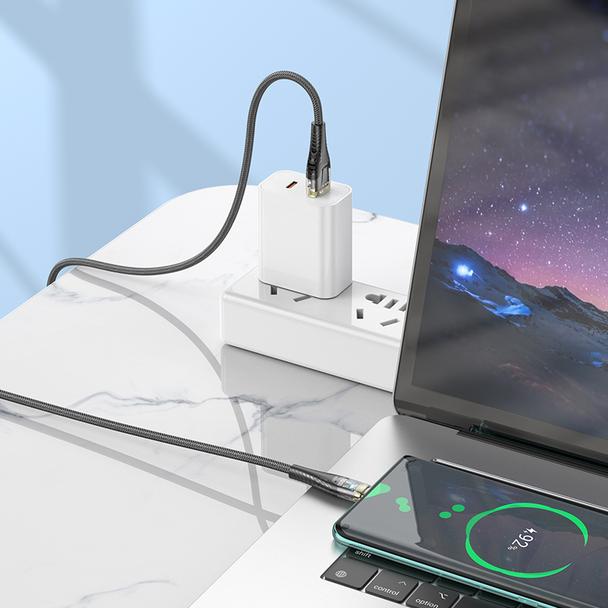 Kabel USB A do USB C Hoco 2,4A 1,2 m U121 czarny transparentny