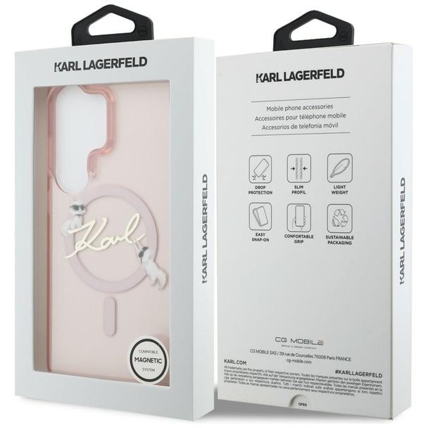 KARL LAGERFELD futerał do SAMSUNG S26 Ultra KLHMS26L5HKSCAP (Magnetic IML KC Script) różowy