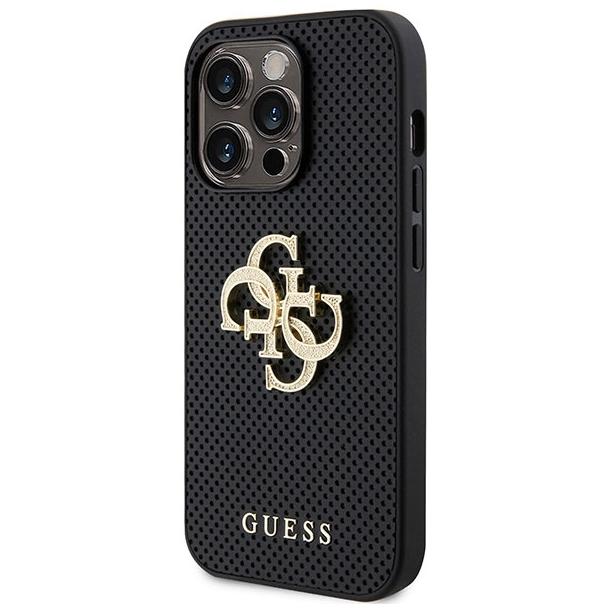GUESS futerał do IPHONE 15 Pro GUHCP15LPSP4LGK (Leather Perforated 4G Glitter Logo) czarny