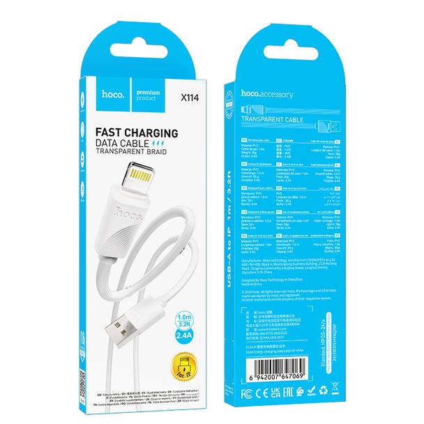 Kabel USB A do Lightning Hoco 2,4A 1 m X114 biały