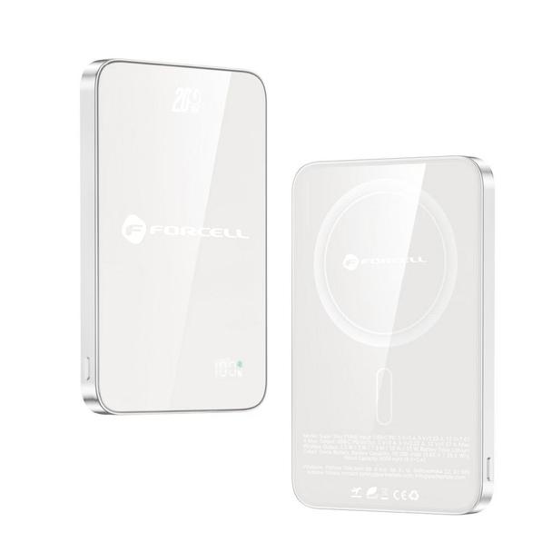 Powerbank zgodny z MagSafe Forcell F-Energy SuperSlim F5K8 QC4.0 PD3.0 15W 5000 mAh biały 0INT