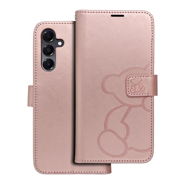 Etui z klapką na Samsung A16 5G Mezzo Book teddy bear złoto-różowe