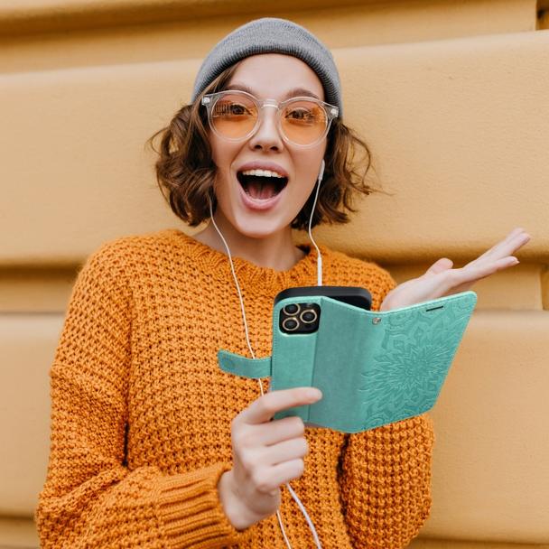 Etui z klapką na Samsung A22 5G Mezzo Book mandala zielone