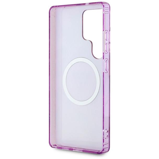 GUESS futerał do SAMSUNG S25 Ultra GUHMS25LHFLPEDU (Magnetic IML Metal Glitter Flowers Triangle) fioletowy