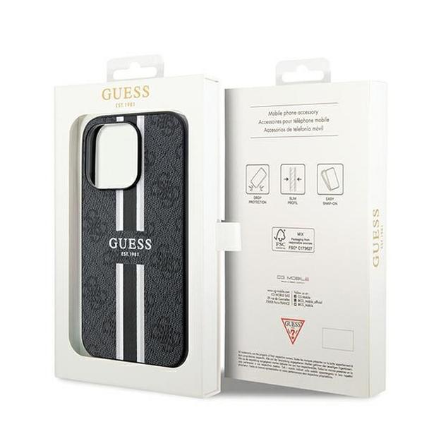 GUESS futerał do IPHONE 15 Pro kompatybilny z MagSafe GUHMP15LP4RPSK (4G Printed Stripes) czarny