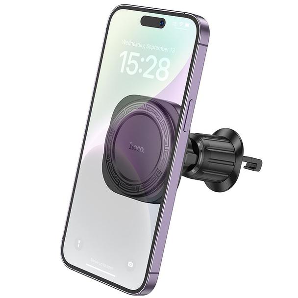Uchwyt na telefon do samochodu magnetyczny zgodny z MagSafe Hoco do kratki H28 czarny