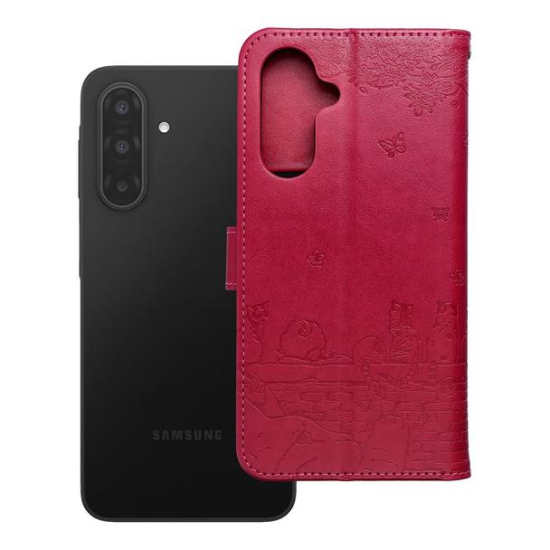 Etui z klapką na Samsung A17 Mezzo Book koty czerwone