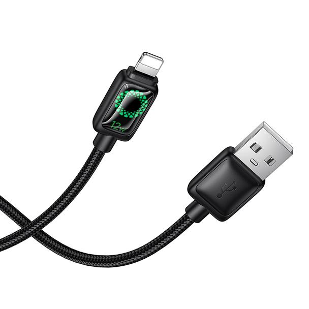 Kabel USB A do Lightning Hoco 2,4A 1,2 m z LCD U146 czarny