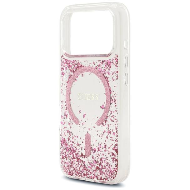 GUESS futerał do IPHONE 17 Pro kompatybilny z MagSafe GUHMP17LRGRGEP (Resin Bottom Glitter) różowy