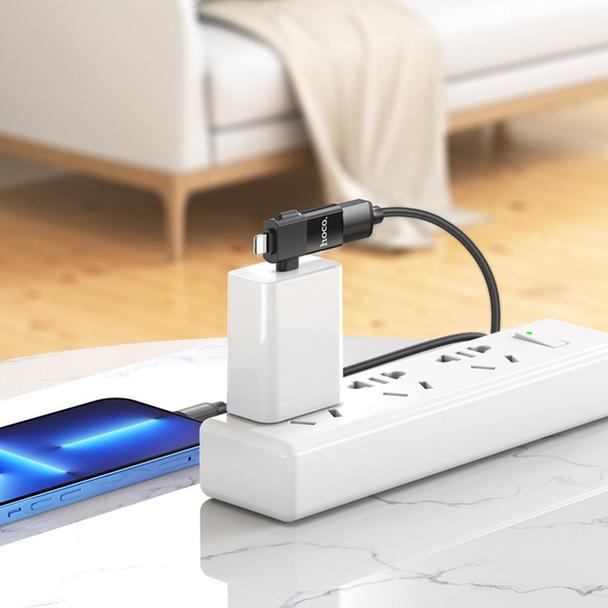 Adapter OTG 2w1 USB C / Lightning do USB A Hoco UA17 czarny