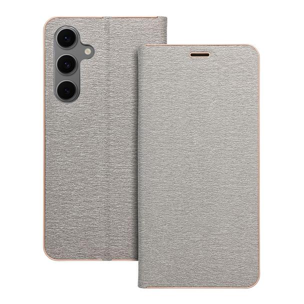 Etui z klapką na Samsung S24 FE Luna Book Gold srebrne