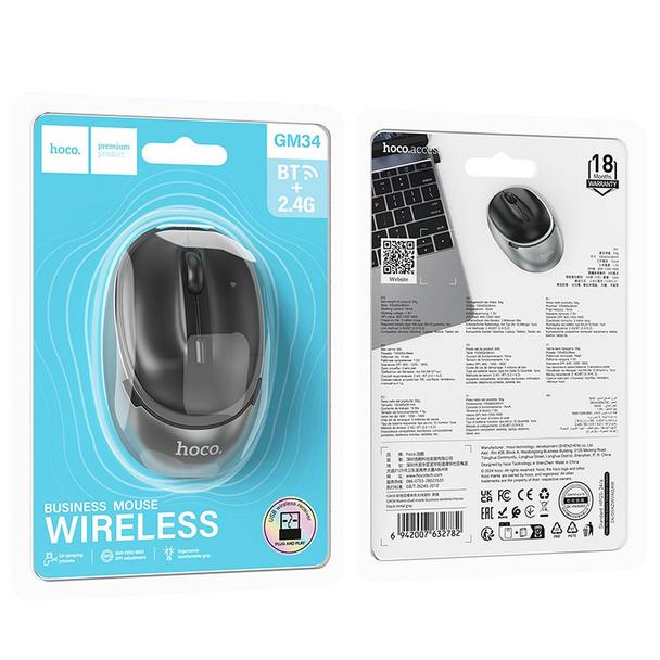 Myszka bezprzewodowa Hoco 2,4G 1600 dpi GM34 szaro czarna