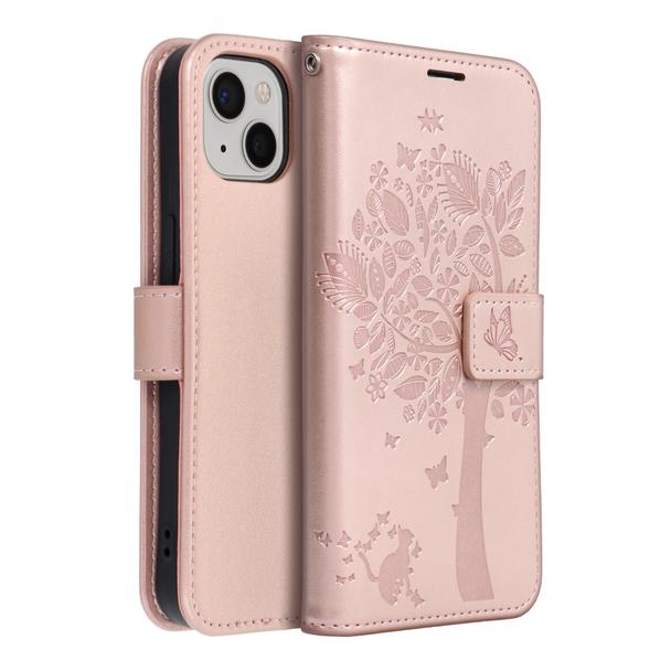 Etui z klapką na iPhone 13 Mezzo Book drzewo złoto-różowe
