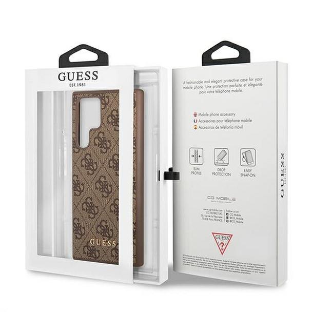 GUESS futerał do SAMSUNG S22 Ultra GUHCS22LG4GFBR (4G Metal Gold Logo) brązowy