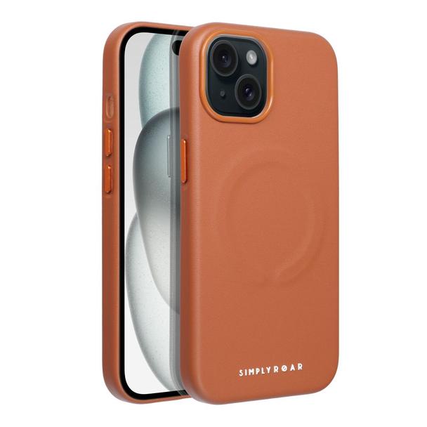 ROAR futerał LEATHER MAG kompatybilny z MagSafe do IPHONE 15 Brązowy