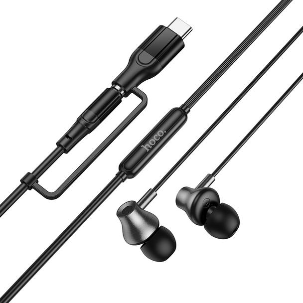 Słuchawki przewodowe douszne z mikrofonem Jack 3,5 mm/USB C Hoco M119A czarne