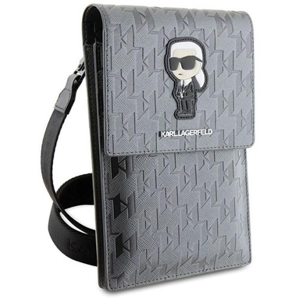 KARL LAGERFELD torebka uniwersalna na telefon KLWBSAKHPKG (Saffiano Mono Ikonik) srebrny