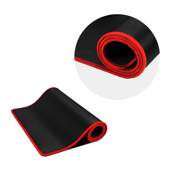 Podkładka pod mysz dla graczy 300 x 240 x 3 mm czarna z czerwonym obszyciem