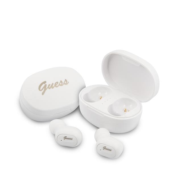 GUESS słuchawki bezprzewodowe bluetooth TWS + stacja dokująca GUTWST30WH białe