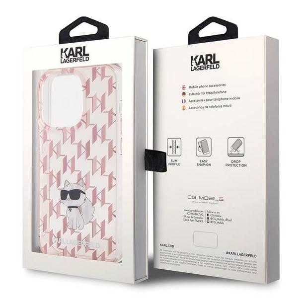 KARL LAGERFELD futerał do IPHONE 15 Pro Max KLHCP15XHNCMKLP (Monogram) różowy