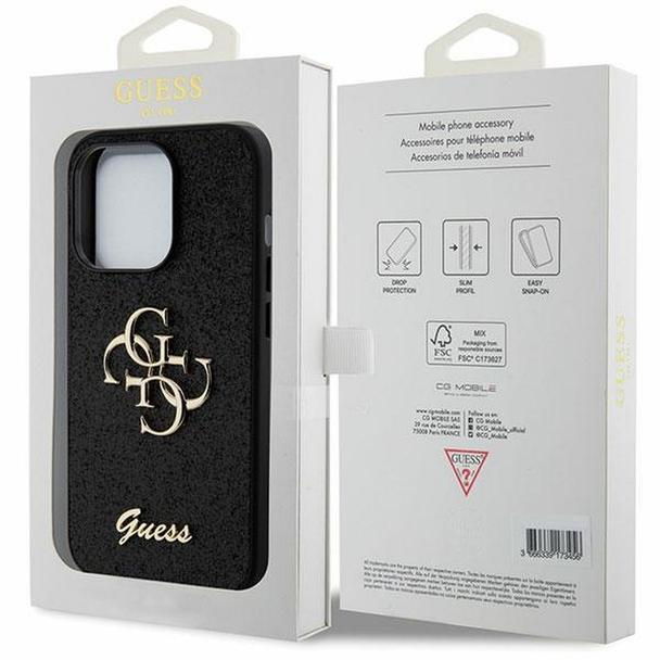 GUESS futerał do IPHONE 15 Pro Max GUHCP15XHG4SGK (Fixed Glitter Big 4G) czarny