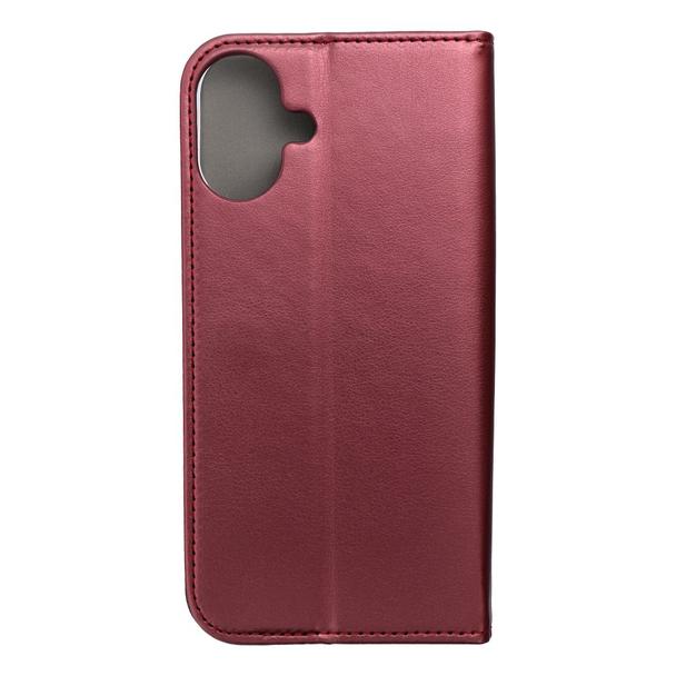Etui z klapką na iPhone 16 PLUS Smart Magneto burgundowe