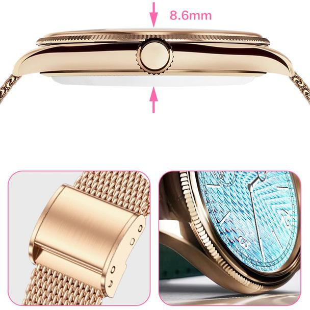 Smartwatch TITMO O-170 (AMOLED, bluetooth call, pasek stal szlachetna gold mesh) złoty 0INT