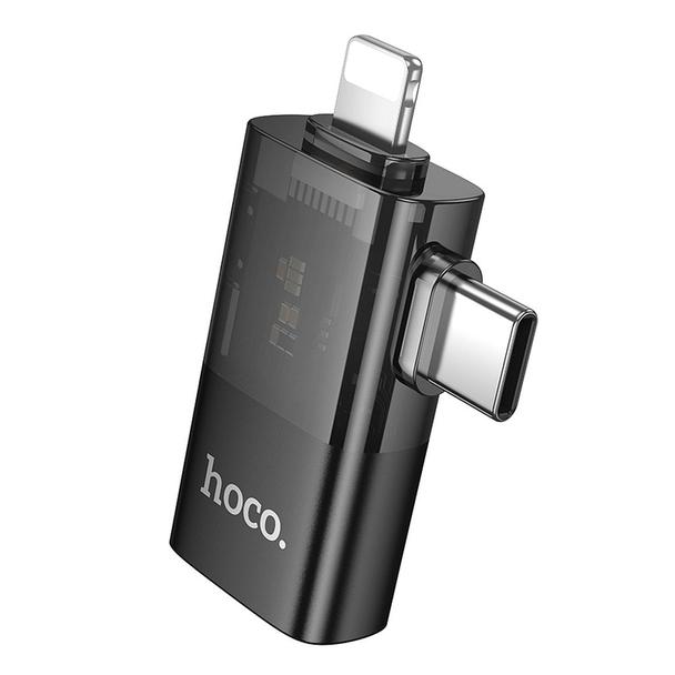 Adapter OTG 2w1 Lightning / USB C do USB A Hoco UA36E czarny