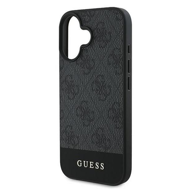 GUESS futerał do IPHONE 16 Plus GUHCP16MG4GLGR (PC/TPU 4G PU Bottom Stripe) szary