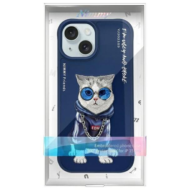 NIMMY futerał GLASSES COOL CAT do IPHONE 15 niebieski