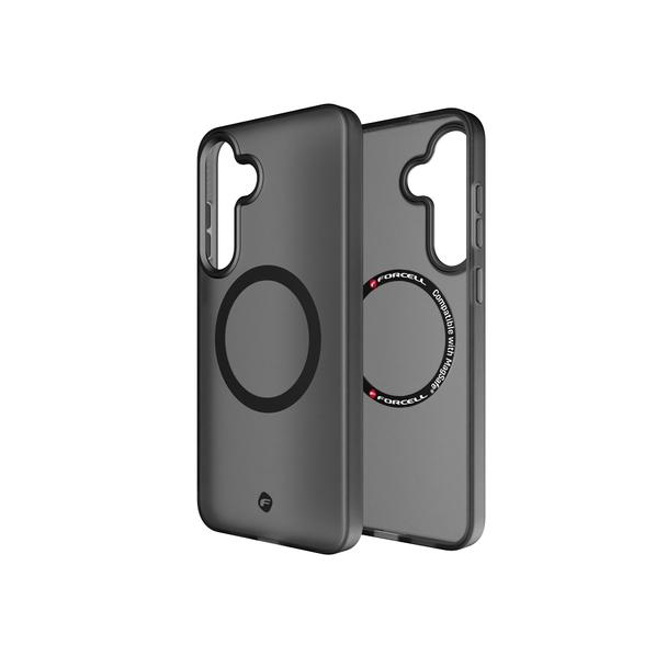 Etui na Samsung S25 PLUS Forcell F-Protect Levels Dual Layer 4D technology zgodne z MagSafe Military Drop-Test smoky black