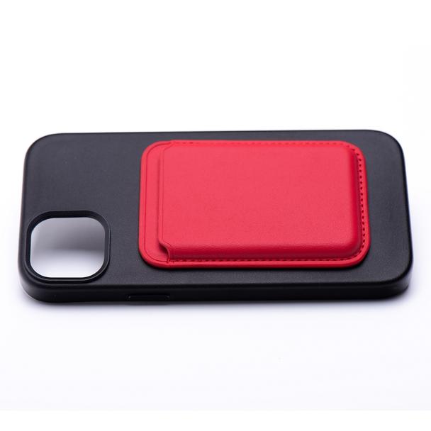 Portfel magnetyczny na karty LEATHER MAG WALLET kompatybilny z MagSafe  czerwony
