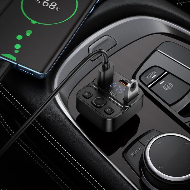 Transmiter samochodowy bluetooth Hoco USB A + USB C QC PD 35W E87 czarny