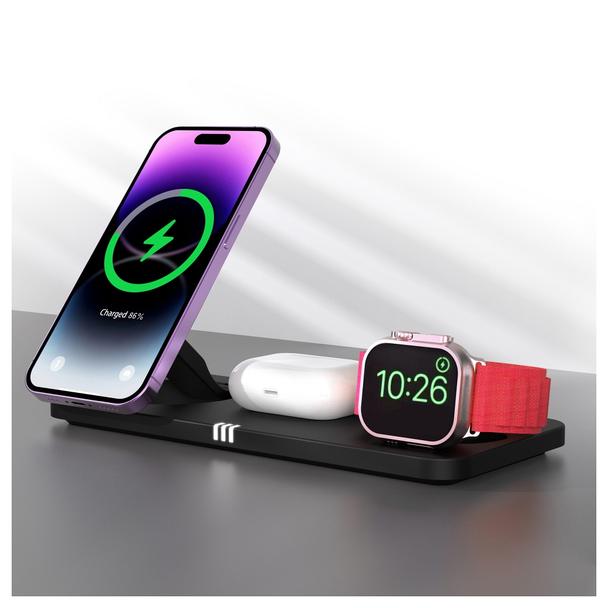 Ładowarka indukcyjna Forcell F-Energy 3w1 MagNetix USB C Qi2 20,5W zgodna z MagSafe czarna 0INT