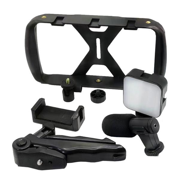 Uchwyt selfie z pilotem bezprzewodowym tripod z LED / mikrofonem do streamów TL-49T czarny