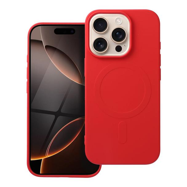 Futerał do iPhone 16 PRO Silicone Mag Cover zgodny z MagSafe (big hole) czerwony