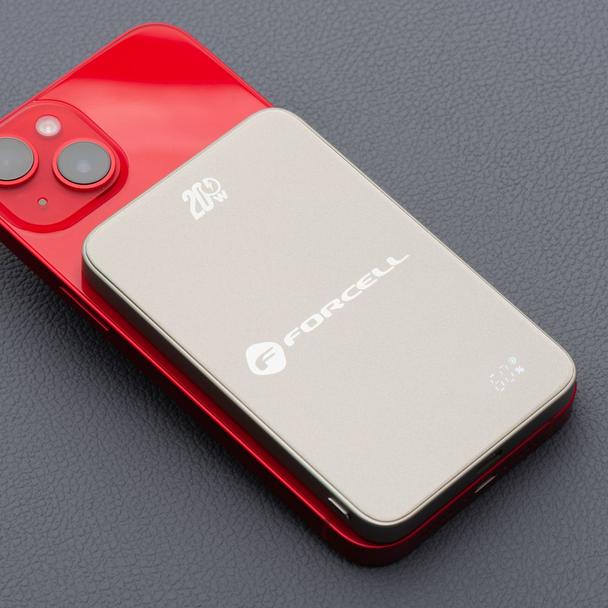 Powerbank zgodny z MagSafe Forcell F-Energy SuperSlim F5K8 QC4.0 PD3.0 15W 5000 mAh tytanowy pustynny 0INT