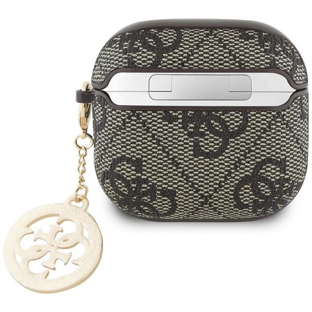 Etui na słuchawki Guess do Apple AirPods 4 (PU 4G W/ Strass Charm) brązowe