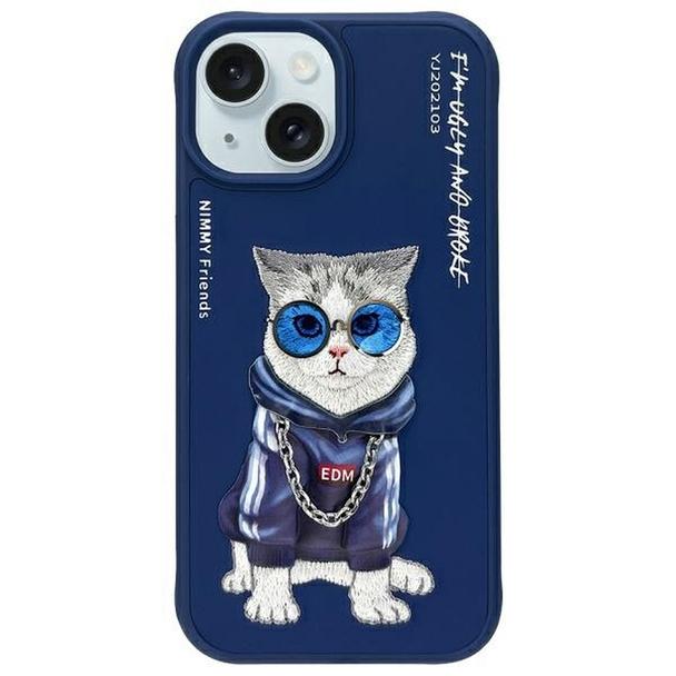 NIMMY futerał GLASSES COOL CAT do IPHONE 15 niebieski